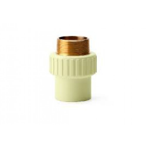 PRINCE CPVC SOCKET BRASS MALE 3/4" X1/2" INCHI / प्रिस सी वी सी सोकिट पौना Xआधा बाहर चुडी पीतल वाली