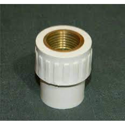 PRINCE CPVC SOCKET BRASS FEMALE 3/4" X1/2" INCHI / प्रिस सी वी सी सोकिट पौना Xआधा अन्दर चुडी पीतल वाली