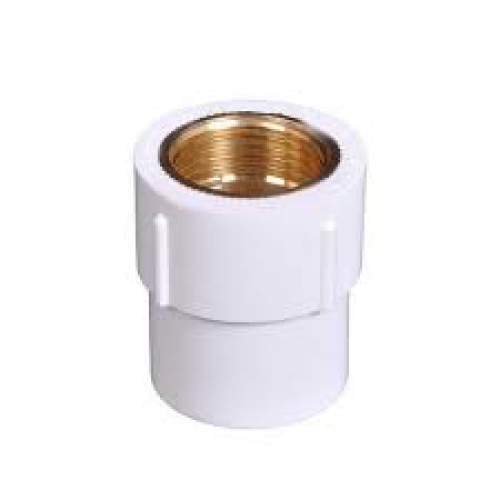 UPVC BRASS SOCKET FEMALE  WHITE FITTING 3/4 " X 1/2" INCHI / यु पी वी सी  सोकिट फिमेल अन्दर चुडी वाली सफेद FITTING